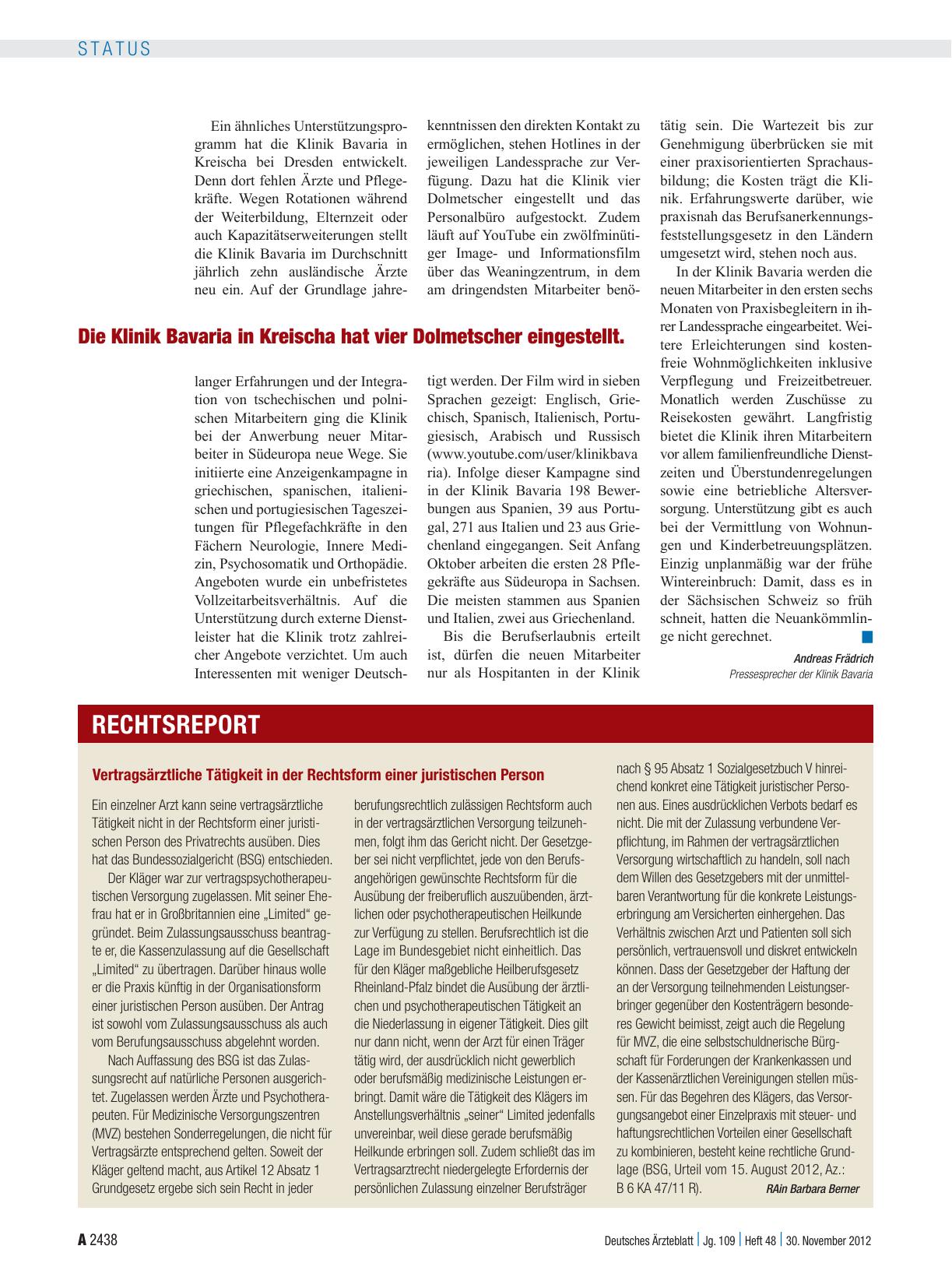 Vorschauseite 1: Vertragsärztliche Tätigkeit in der Rechtsform einer juristischen Person