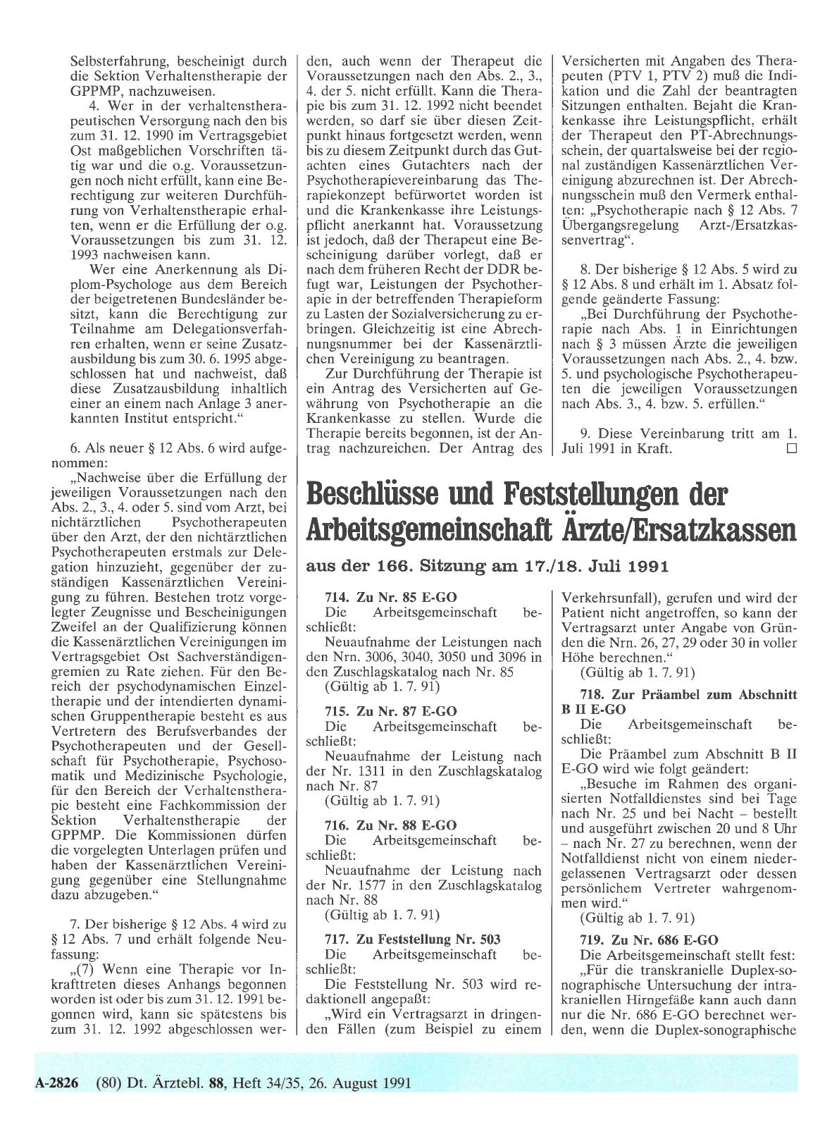 Vorschauseite 1: Beschlüsse und Feststellungen der Arbeitsgemeinschaft Ärzte/Ersatzkassen