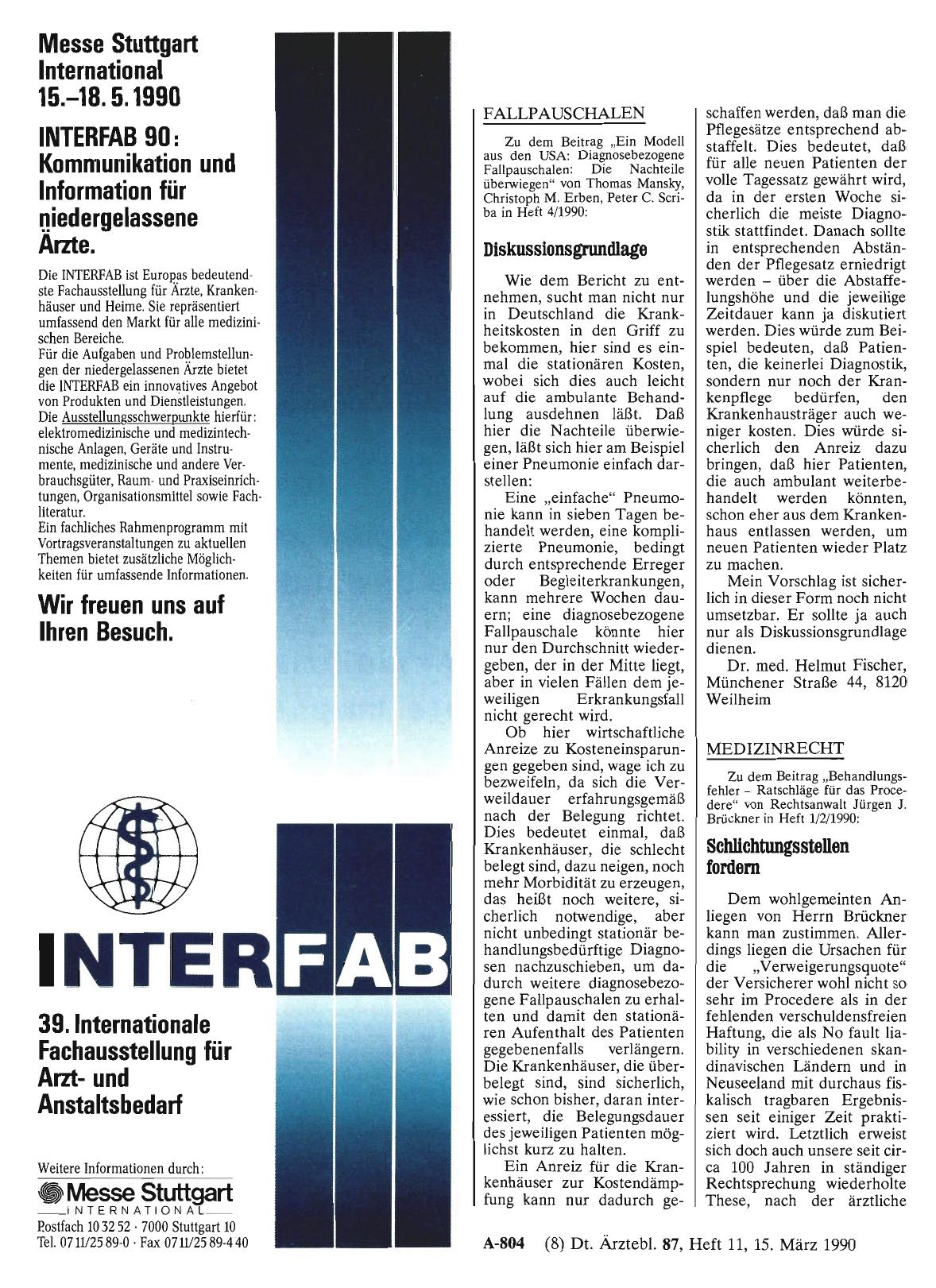 Vorschauseite 1: FALLPAUSCHALEN: Diskussionsgrundlage
