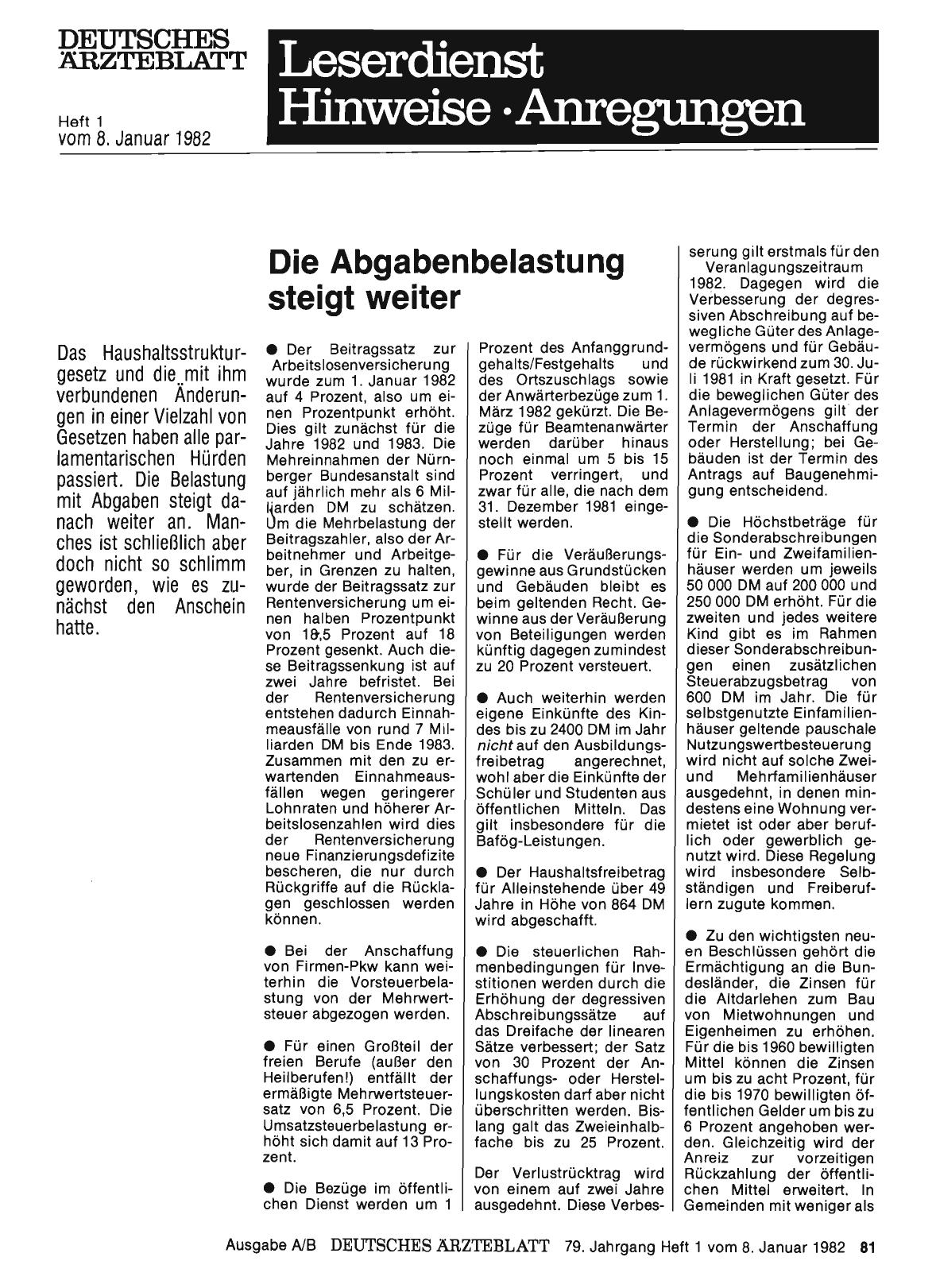Vorschauseite 1: Die Abgabenbelastung steigt weiter
