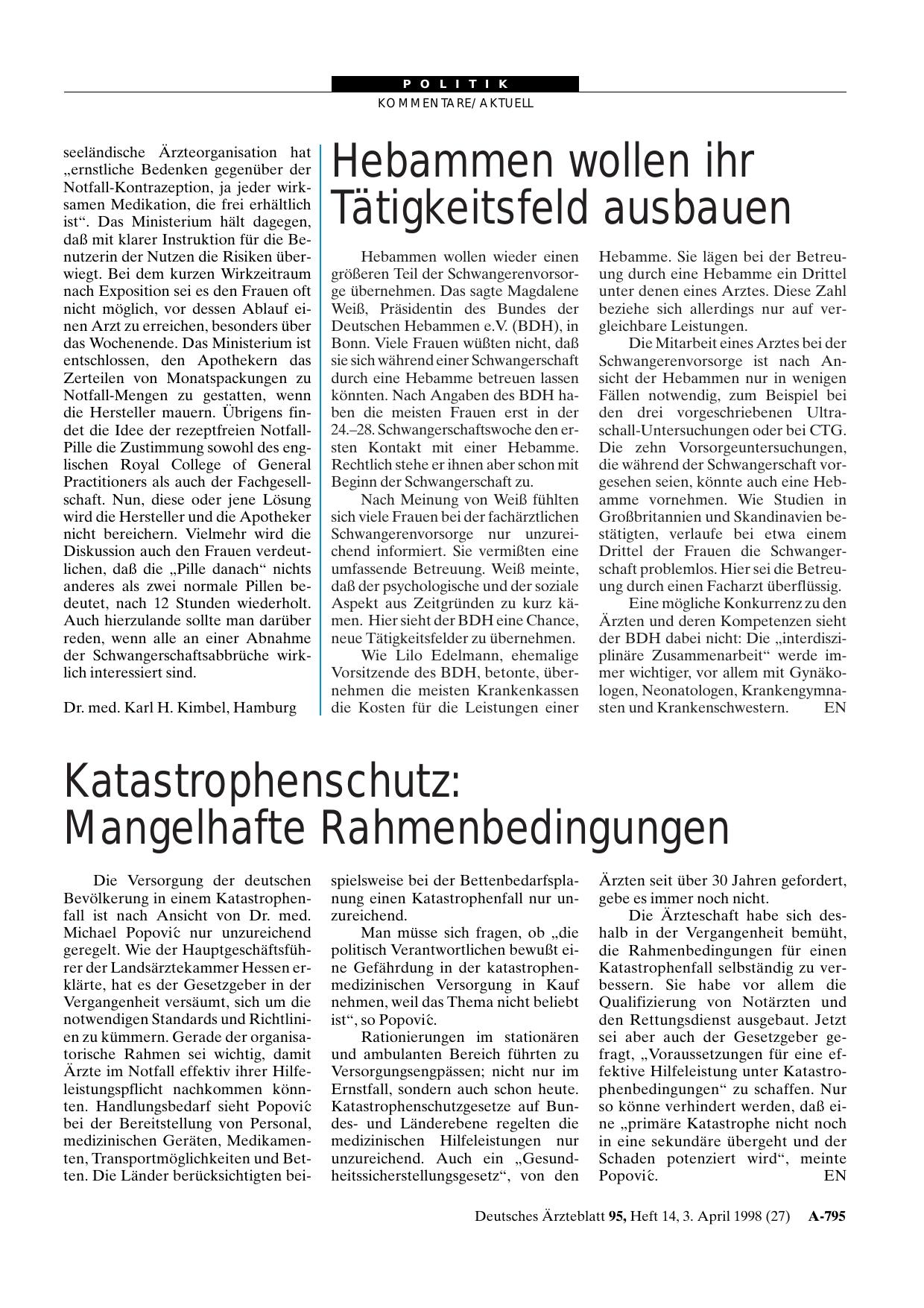 Vorschauseite 1: Hebammen wollen ihr Tätigkeitsfeld ausbauen