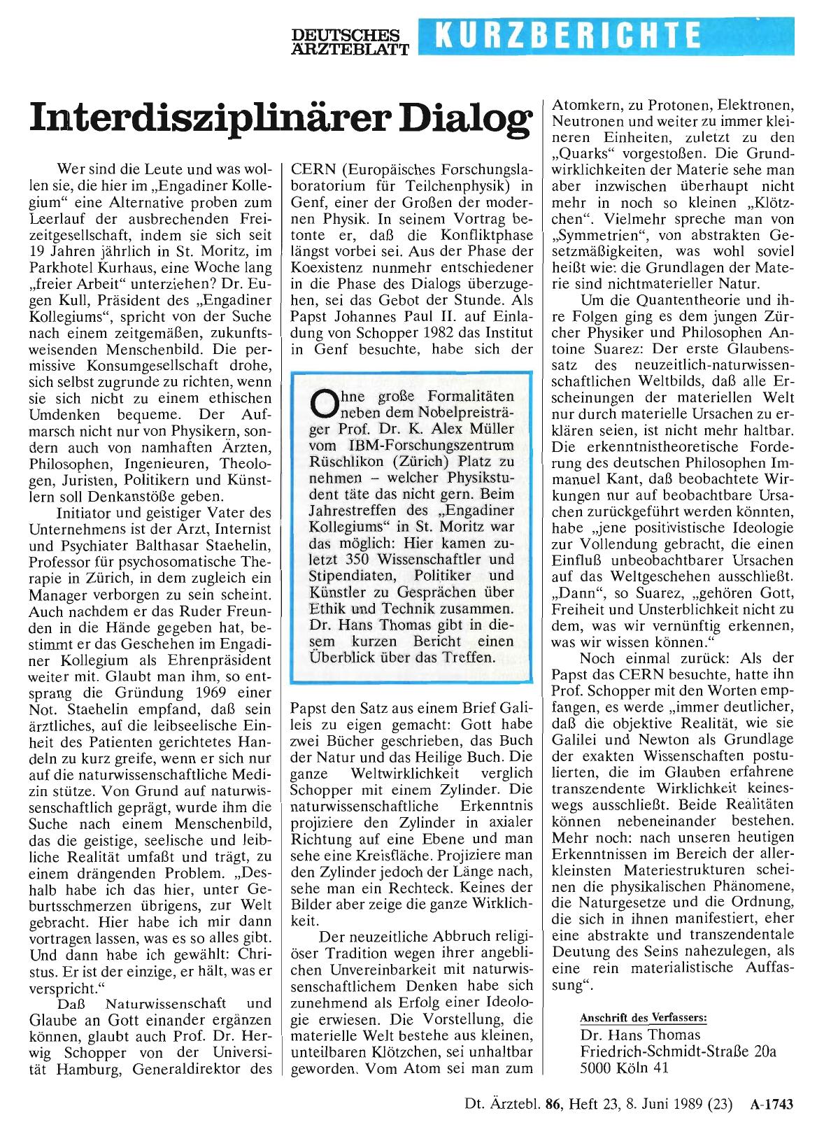 Vorschauseite 1: Interdisziplinärer Dialog