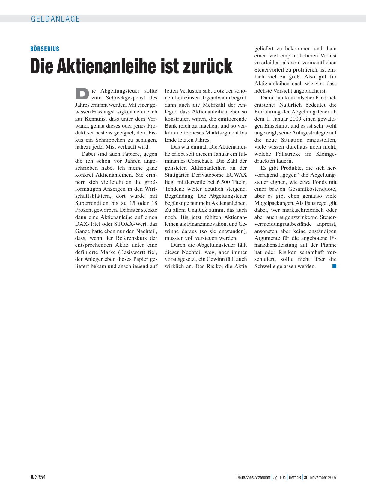 Vorschauseite 1: Die Aktienanleihe ist zurück