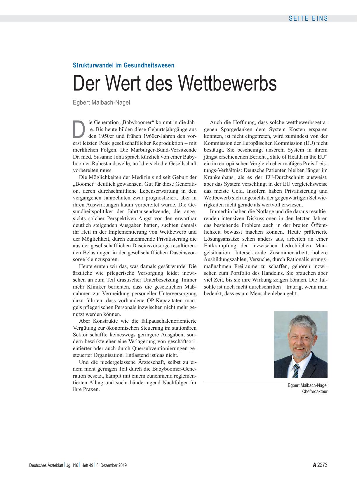 Vorschauseite 1: Strukturwandel im Gesundheitswesen: Der Wert des Wettbewerbs