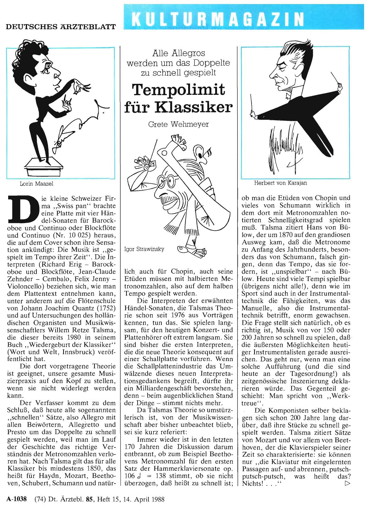 Vorschauseite 1: Alle Allegros werden um das Doppelte zu schnell gespielt: Tempolimit für Klassiker