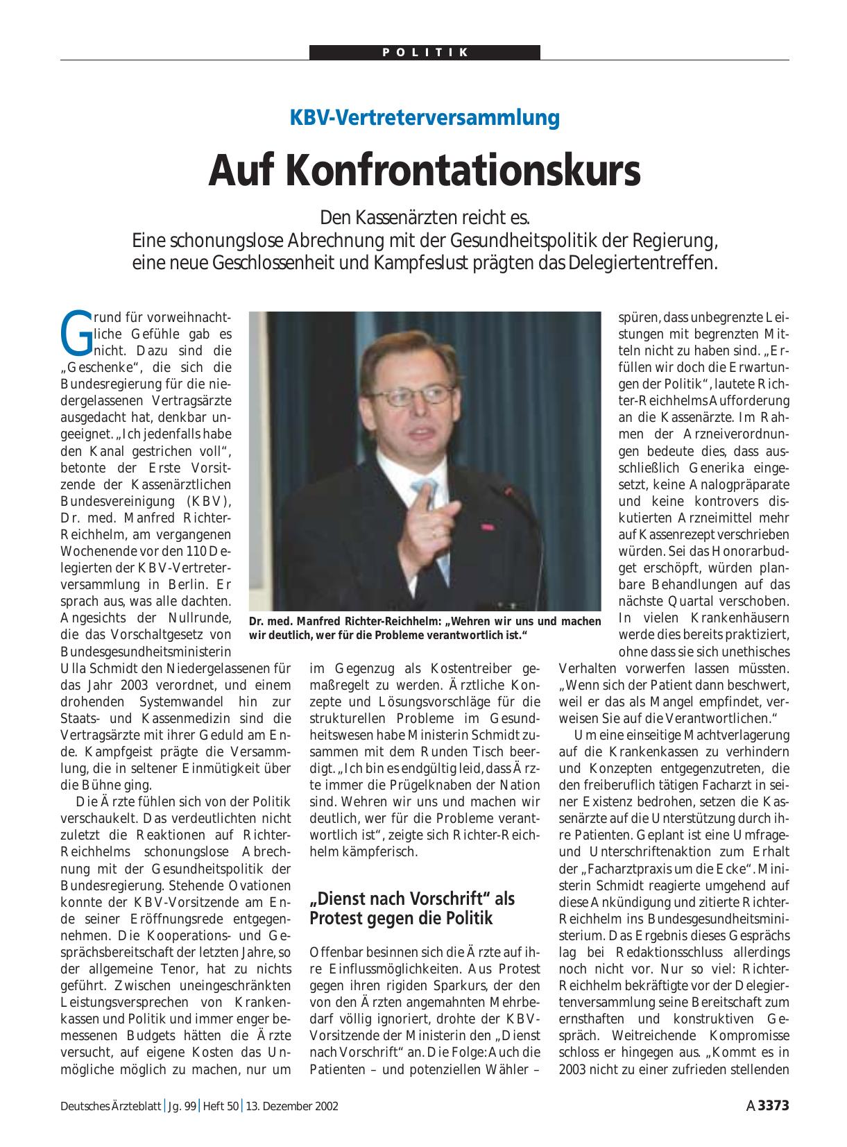 Vorschauseite 1: KBV-Vertreterversammlung: Auf Konfrontationskurs