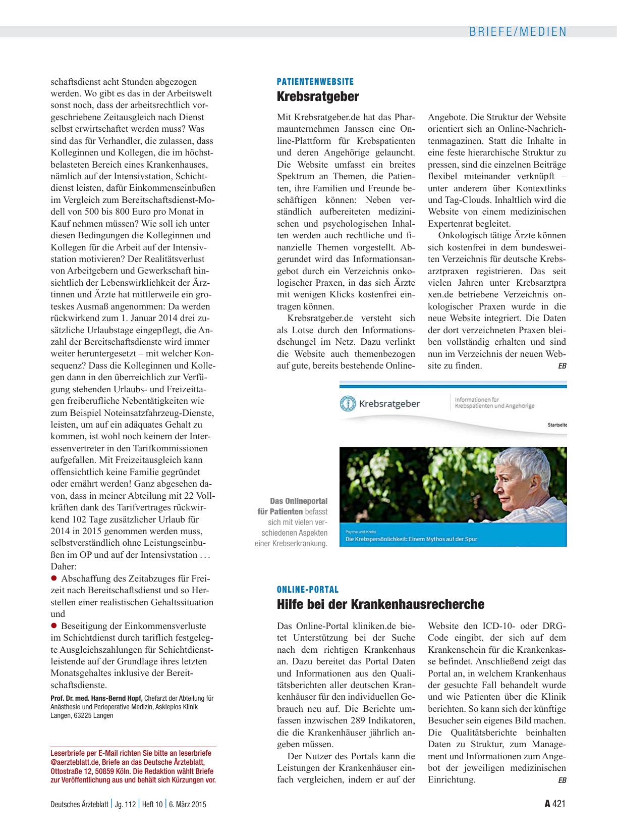 Vorschauseite 1: Patientenwebsite: Krebsratgeber