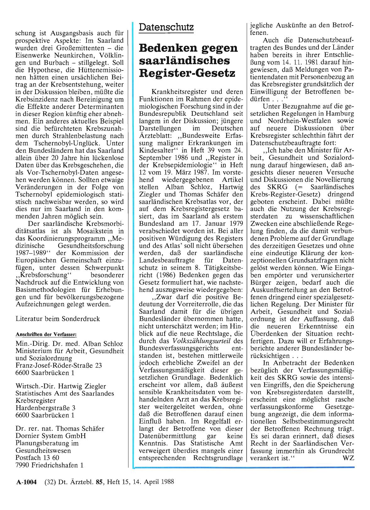 Vorschauseite 1: Datenschutz: Bedenken gegen saarländisches Register-Gesetz