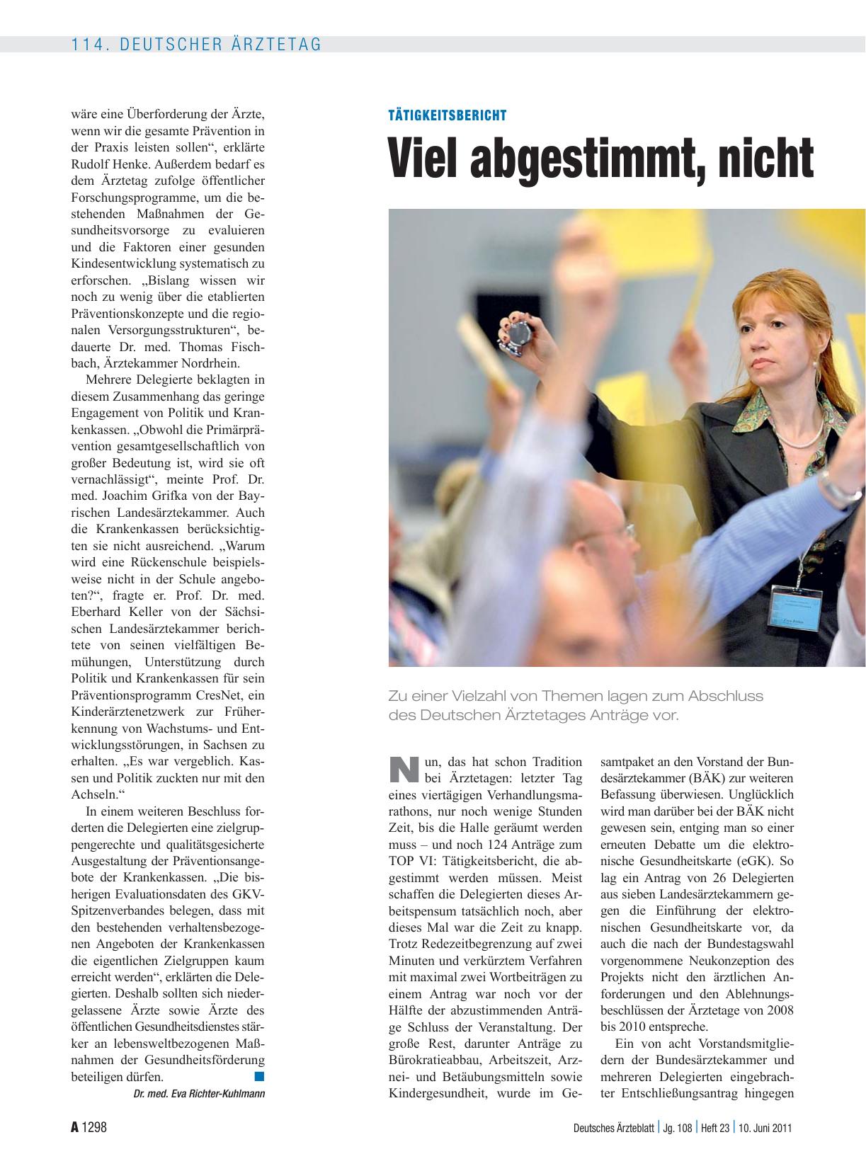 Vorschauseite 1: Tätigkeitsbericht: Viel abgestimmt, nicht alles geschafft