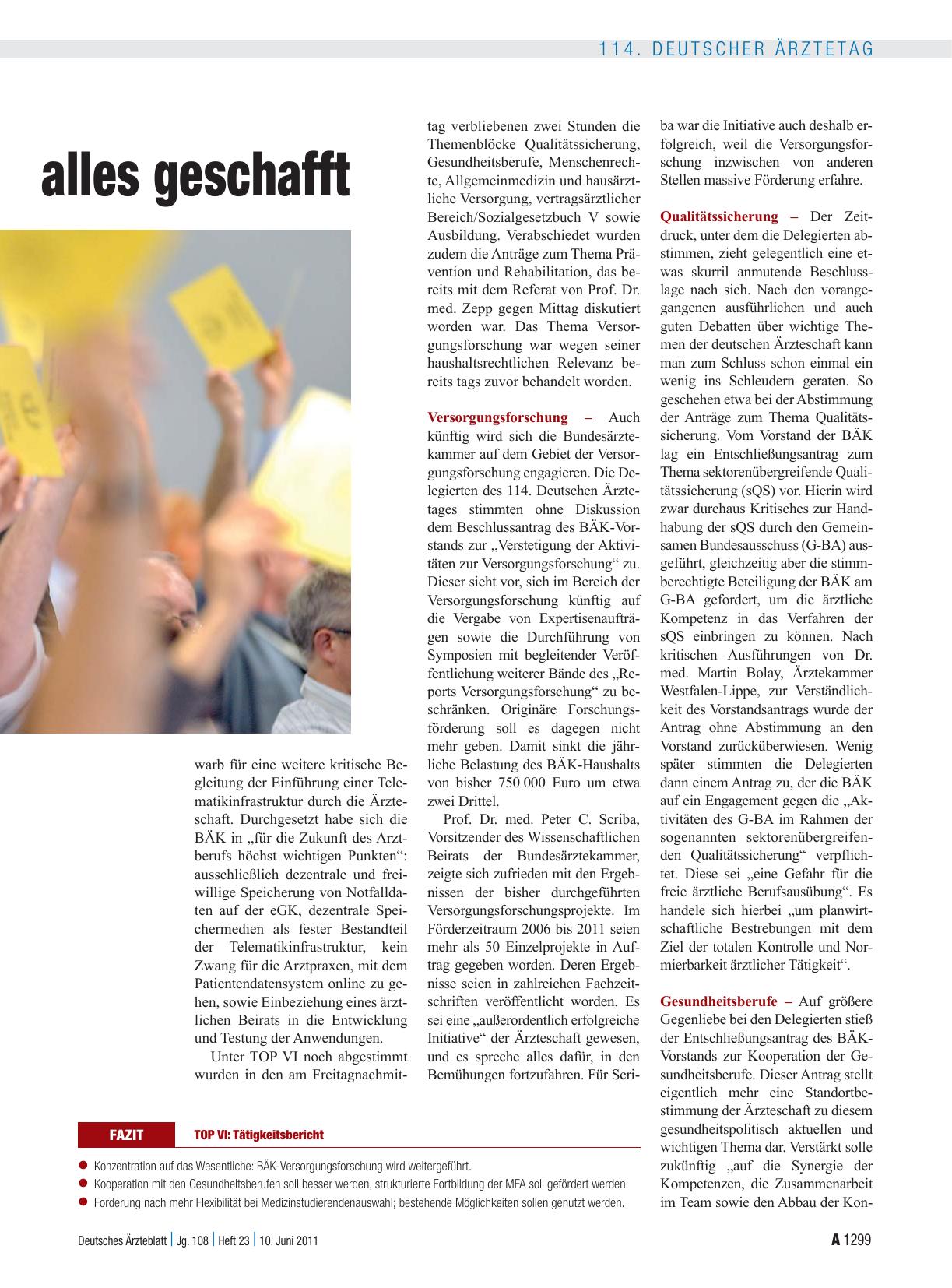 Vorschauseite 2: Tätigkeitsbericht: Viel abgestimmt, nicht alles geschafft