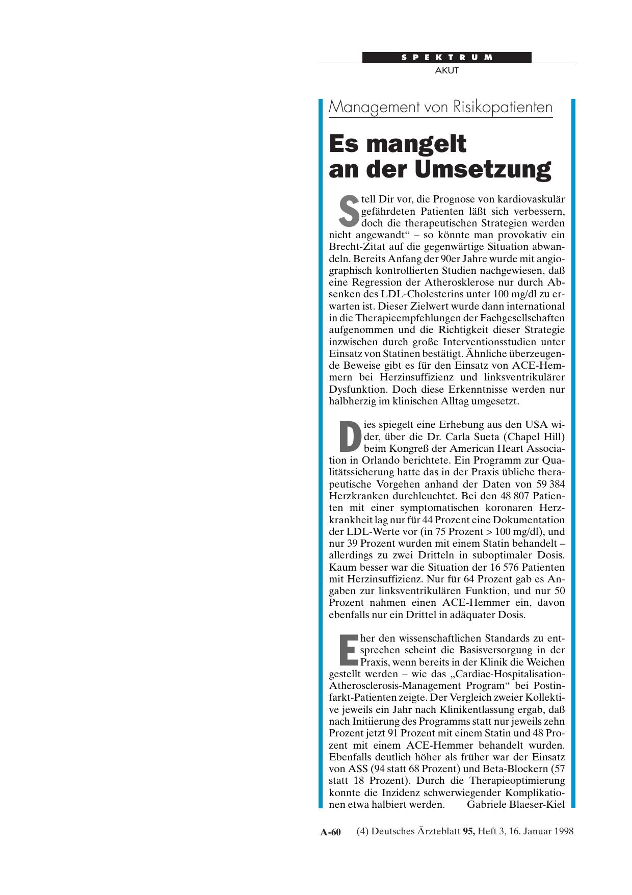 Vorschauseite 1: Management von Risikopatienten: Es mangelt an der Umsetzung