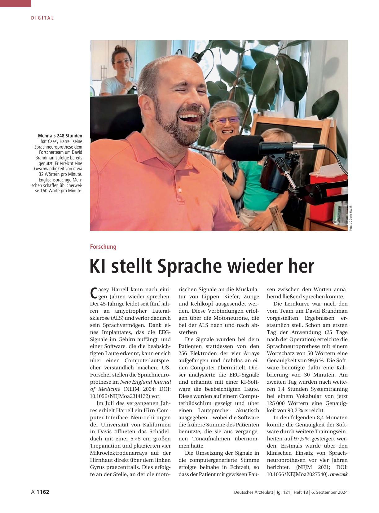 Vorschauseite 1: Forschung: KI stellt Sprache wieder her