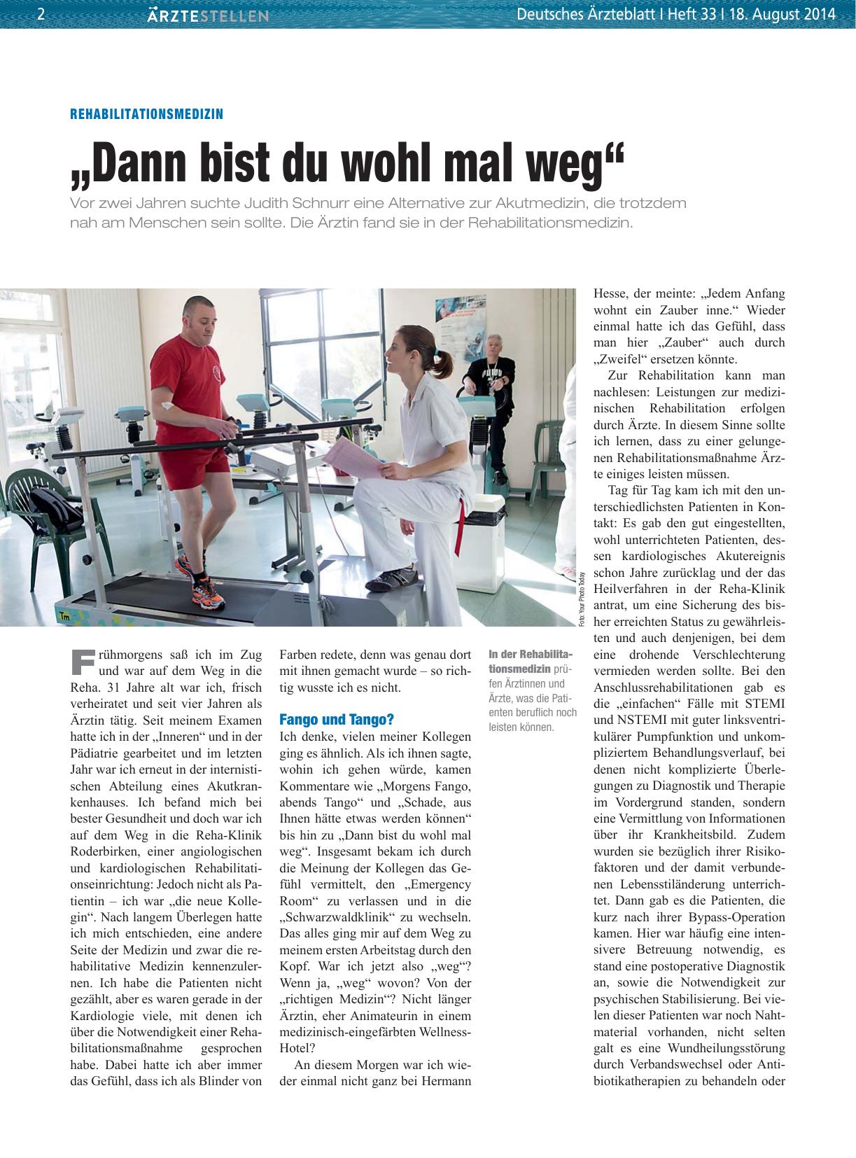 Vorschauseite 1: Rehabilitationsmedizin: „Dann bist du wohl mal weg“