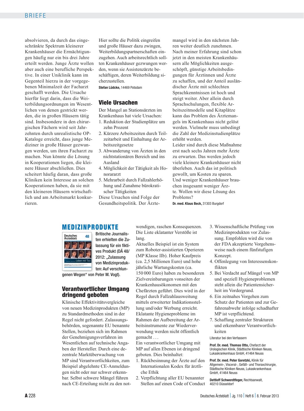 Vorschauseite 1: Medizinprodukte: Verantwortlicher Umgang dringend geboten
