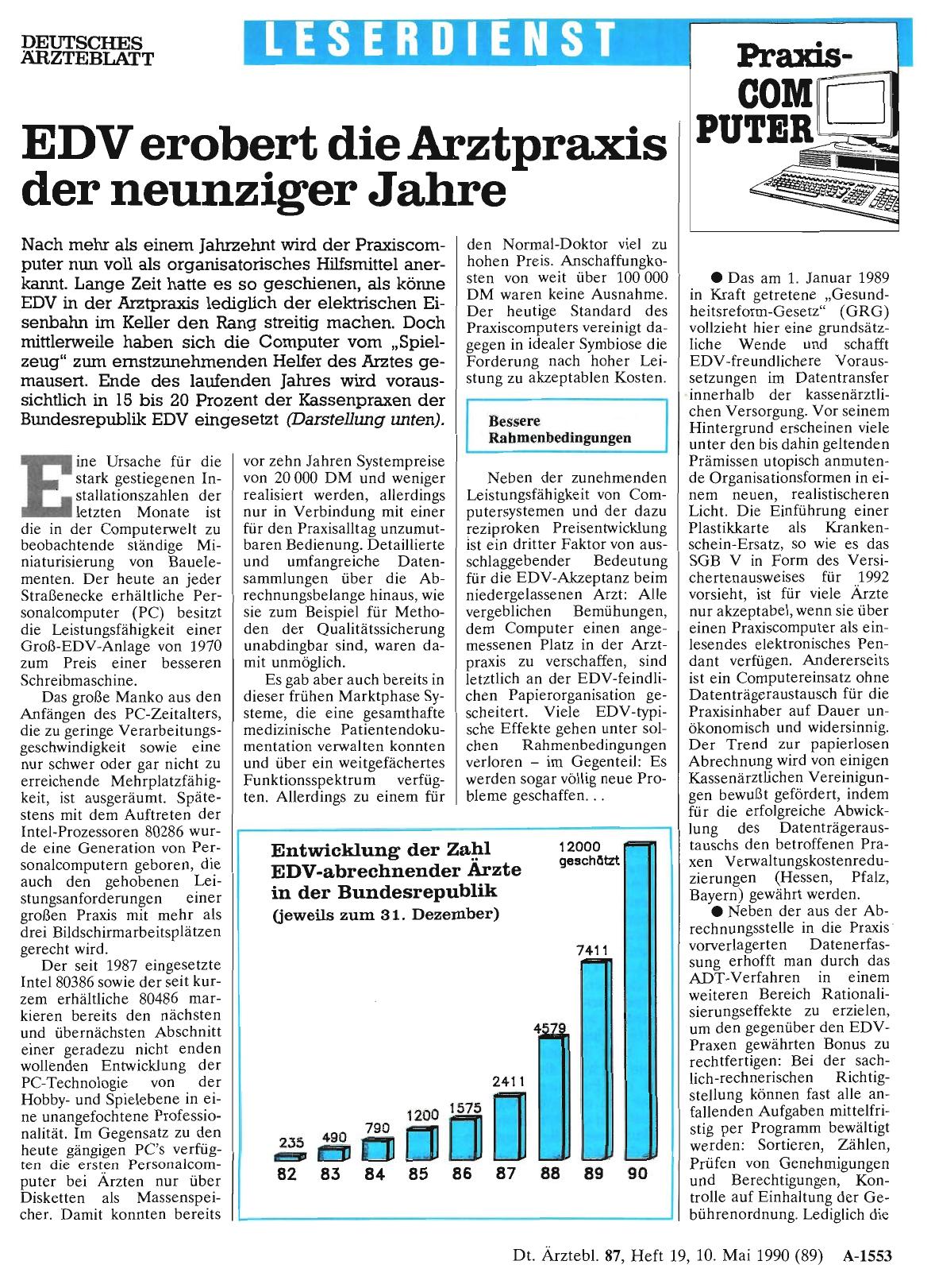 Vorschauseite 1: EDV erobert die Arztpraxis der neunziger Jahre