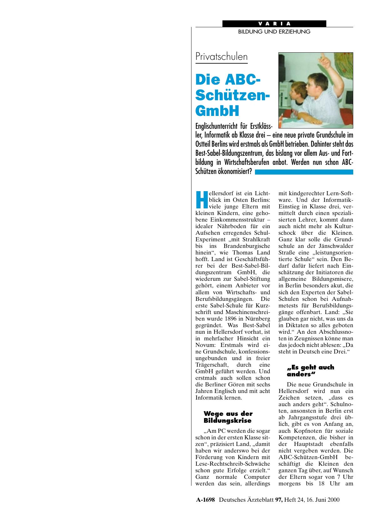 Vorschauseite 1: Privatschulen: Die ABC-Schützen-GmbH