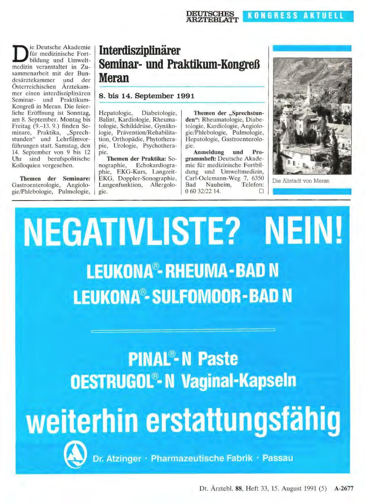 Vorschauseite 1: Interdisziplinärer Seminarund Praktikum-Kongreß Meran