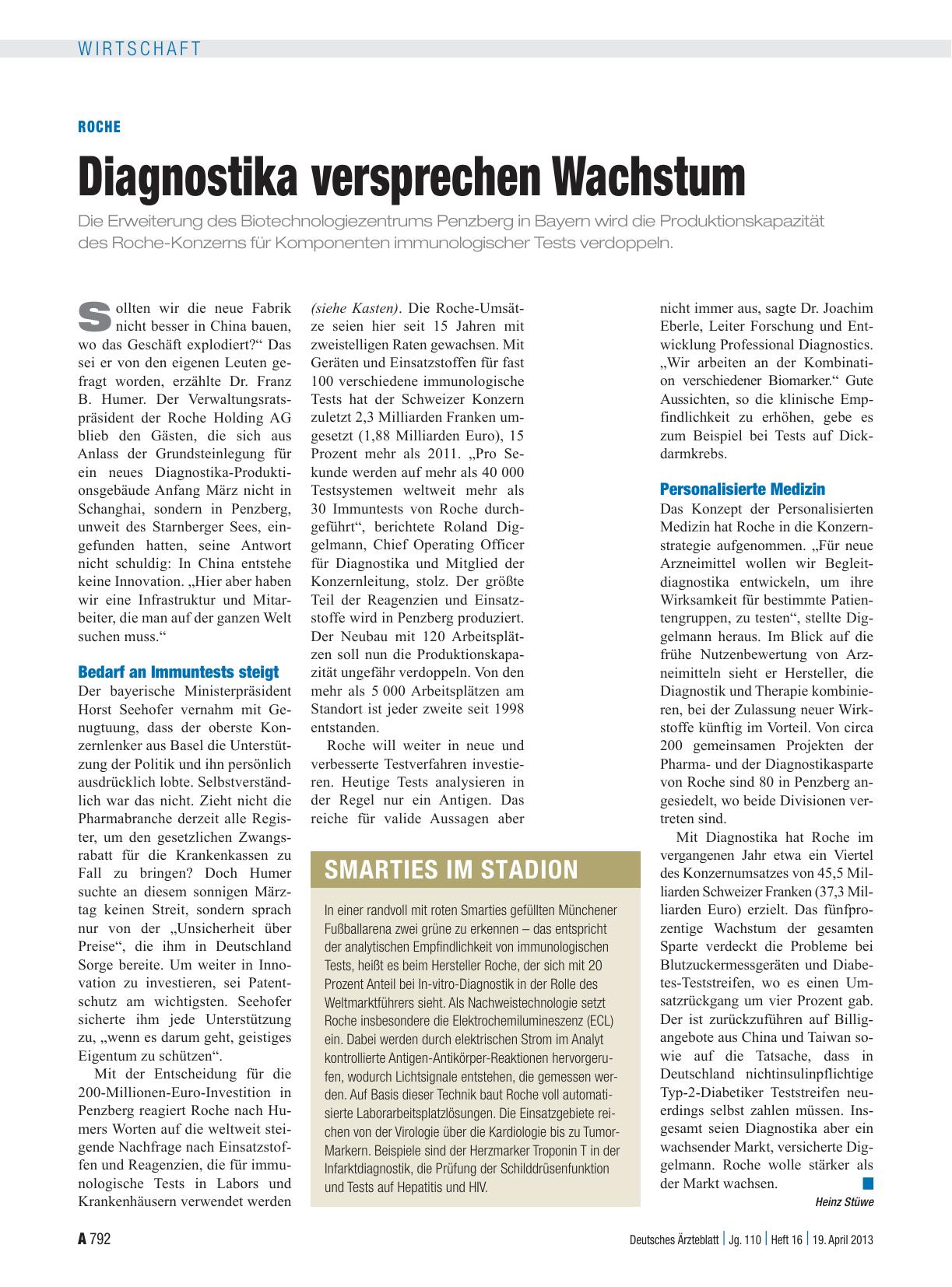 Vorschauseite 1: Roche: Diagnostika versprechen Wachstum