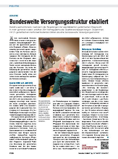 Vorschauseite 1: Geriatrie: Bundesweite Versorgungsstruktur etabliert
