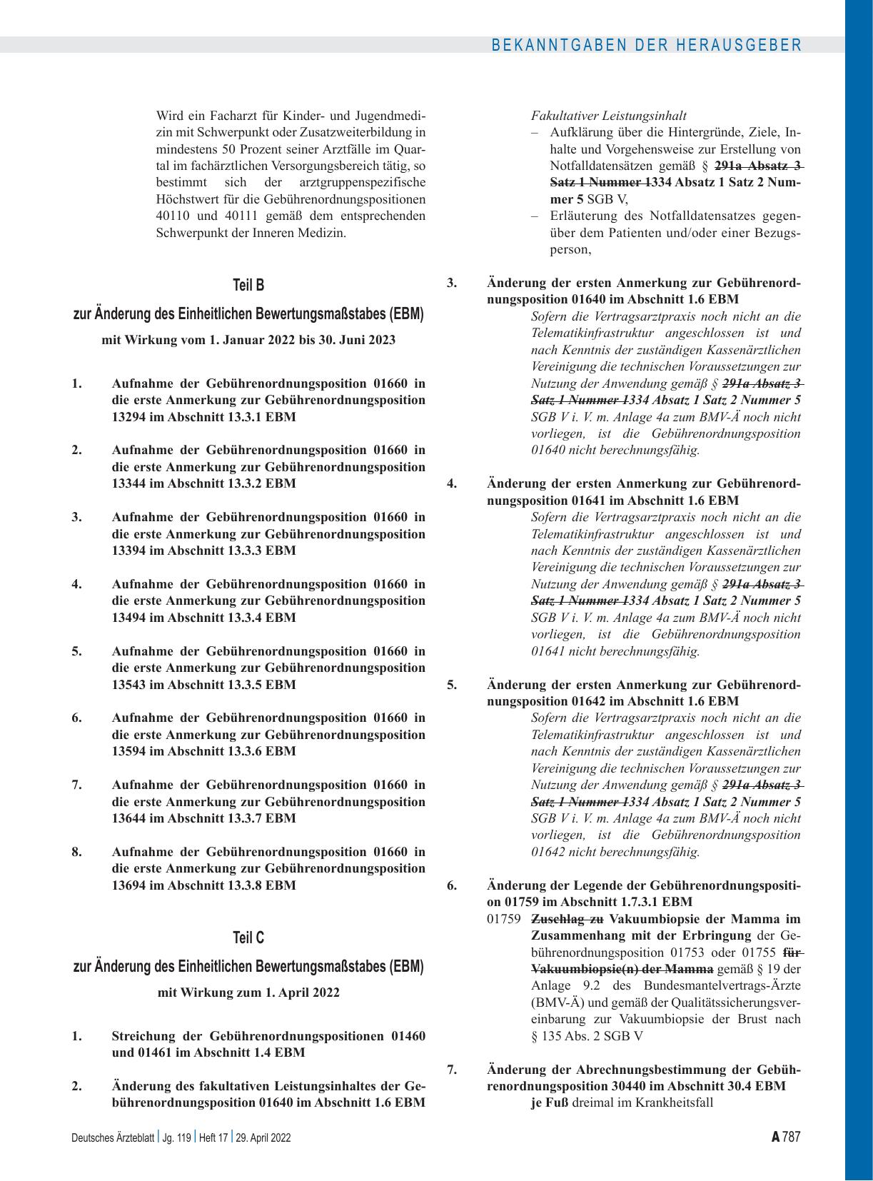 Vorschauseite 2: Beschluss des Bewertungsausschusses nach § 87 Abs. 1 Satz 1 SGB V in seiner 585. Sitzung (schriftliche Beschlussfassung): Teil A, Teil B, Teil C, Teil D, Teil E zur Änderung des E…