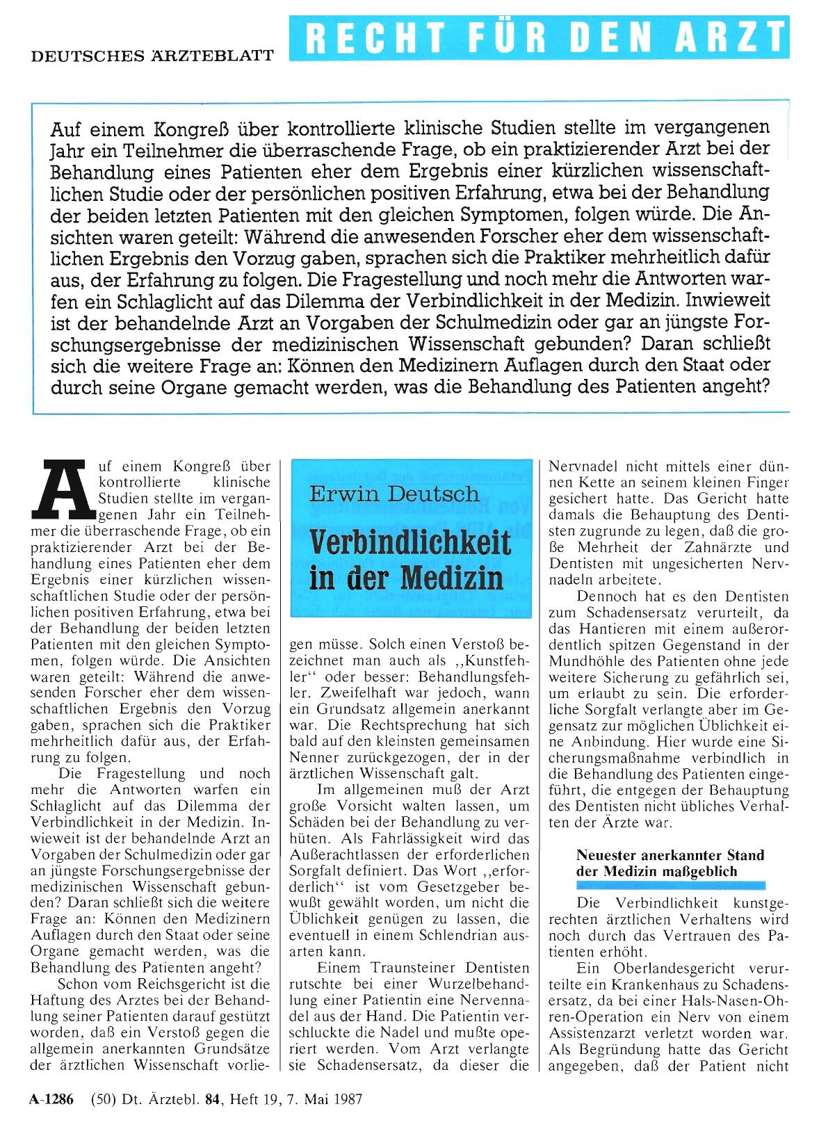 Vorschauseite 1: Verbindlichkeit in der Medizin