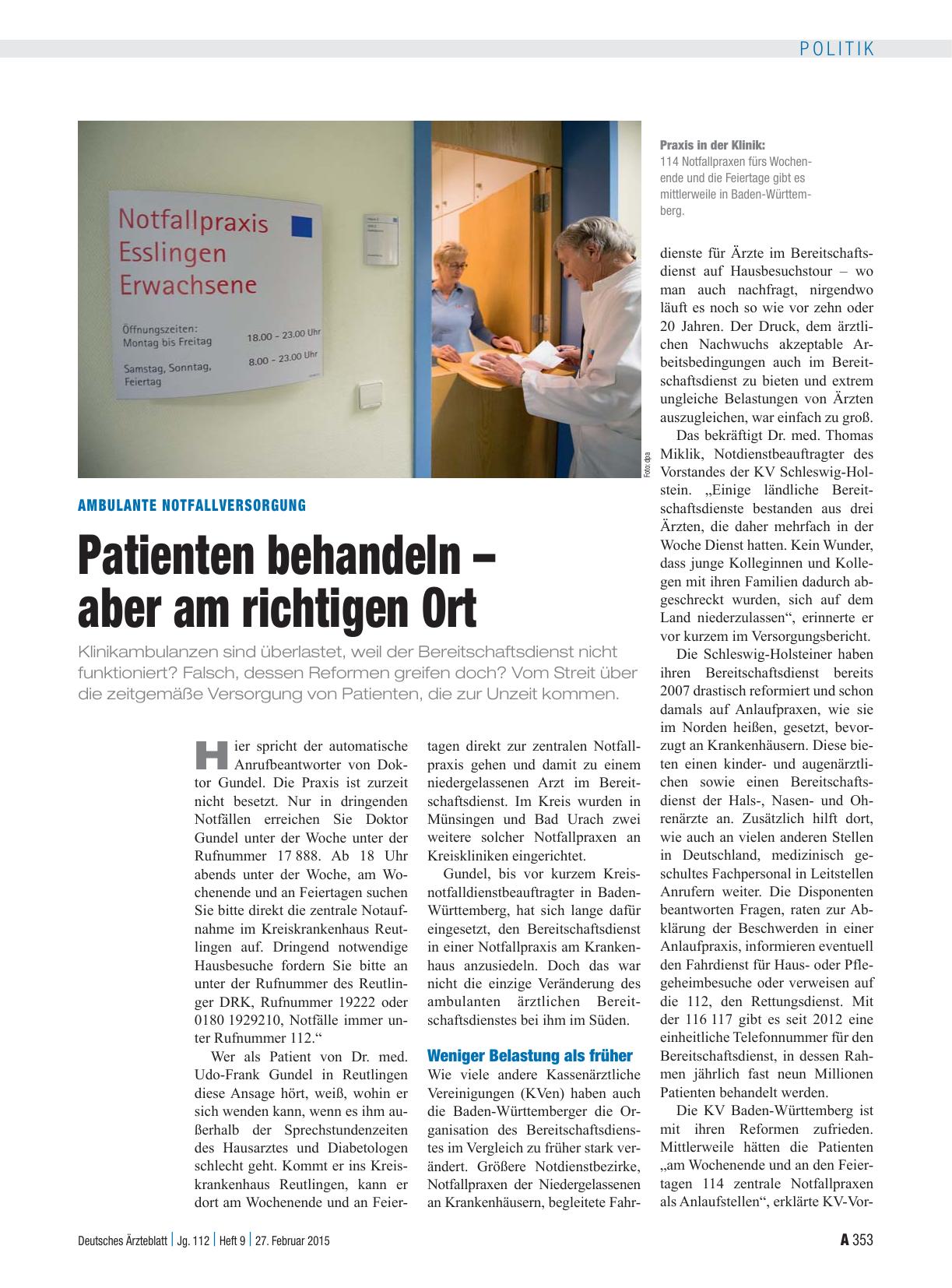 Vorschauseite 1: Ambulante Notfallversorgung: Patienten behandeln – aber am richtigen Ort