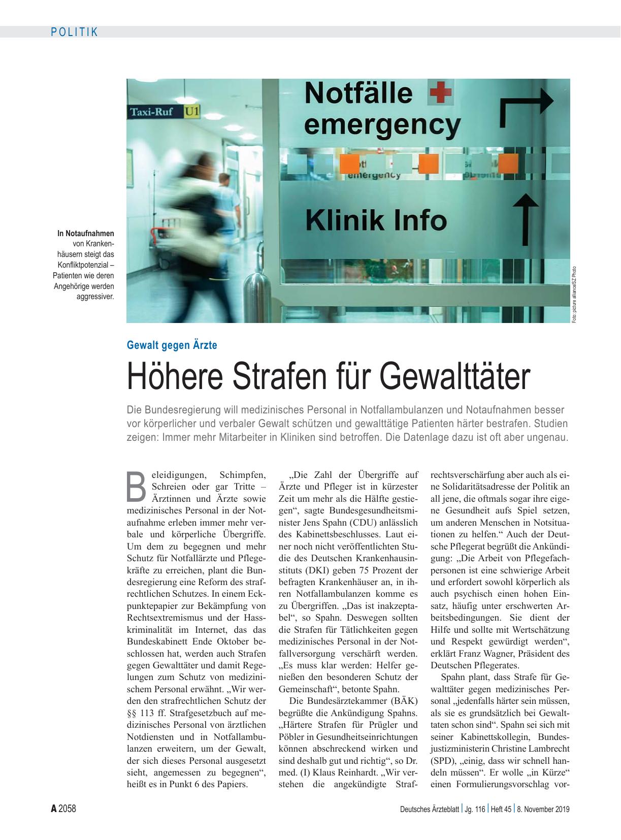 Vorschauseite 1: Gewalt gegen Ärzte: Höhere Strafen für Gewalttäter