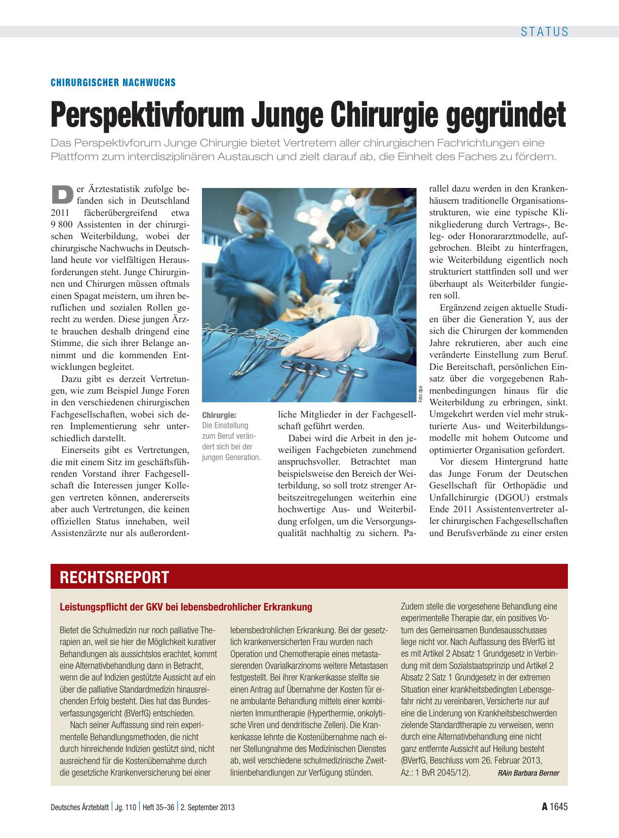 Vorschauseite 1: Leistungspflicht der GKV bei lebensbedrohlicher Erkrankung