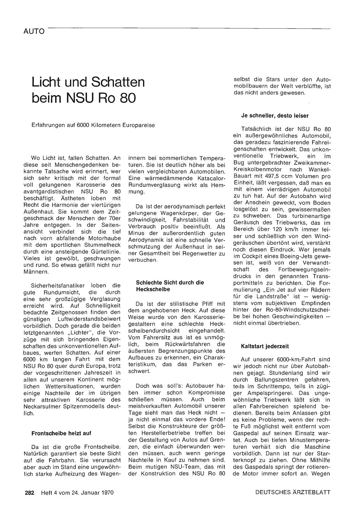 Vorschauseite 1: Licht und Schatten beim NSU Ro 80