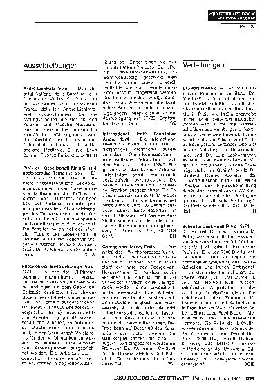 Vorschauseite 1: Verleihungen