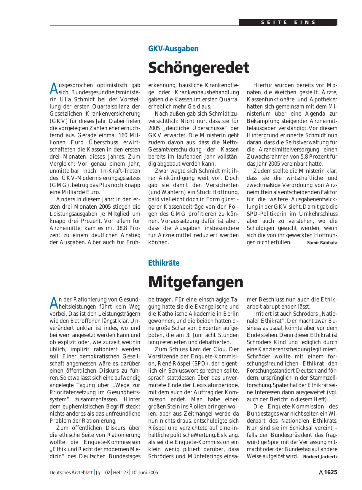 Vorschauseite 1: Ethikräte: Mitgefangen