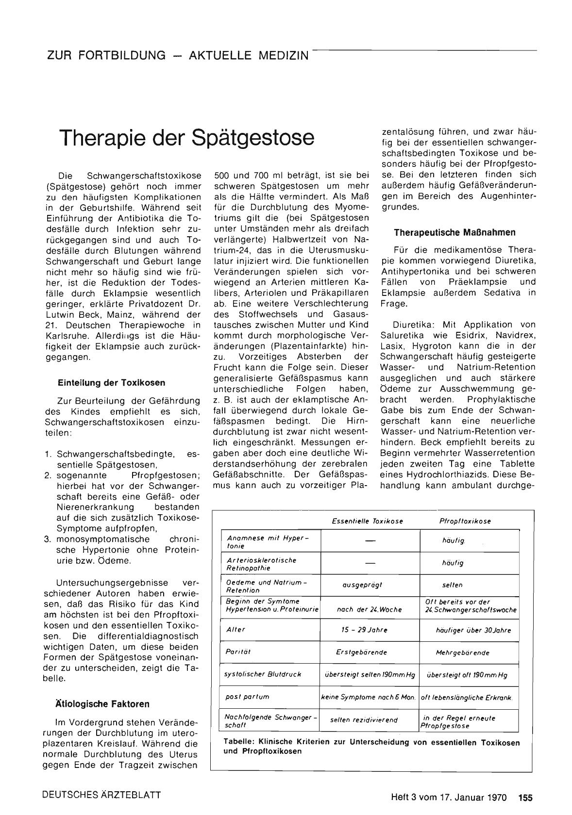 Vorschauseite 1: Therapie der Spätgestose