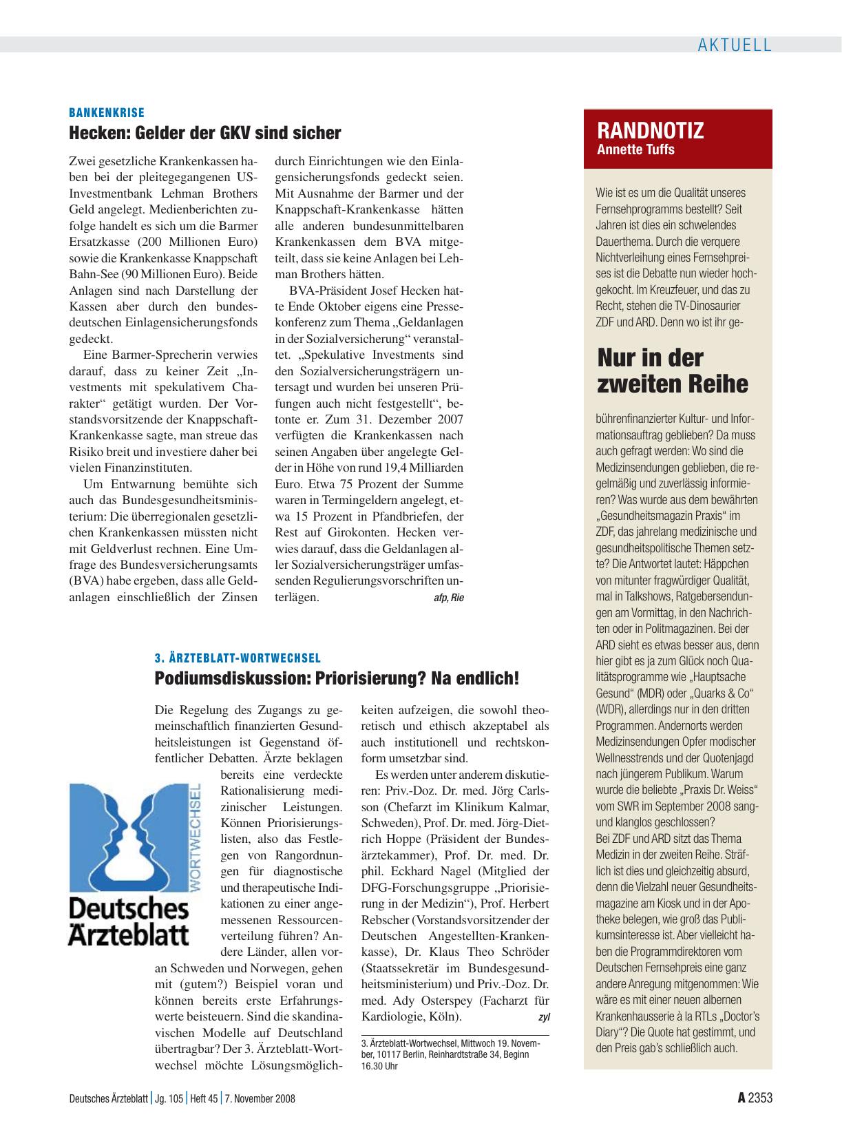 Vorschauseite 1: Randnotiz: Nur in der zweiten Reihe