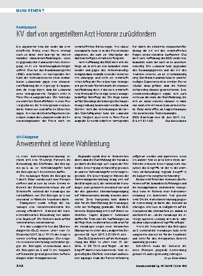 Vorschauseite 1: GOÄ-Ratgeber: Anwesenheit ist keine Wahlleistung