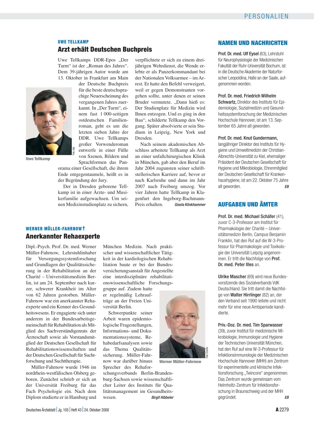 Vorschauseite 1: Uwe Tellkamp: Arzt erhält Deutschen Buchpreis