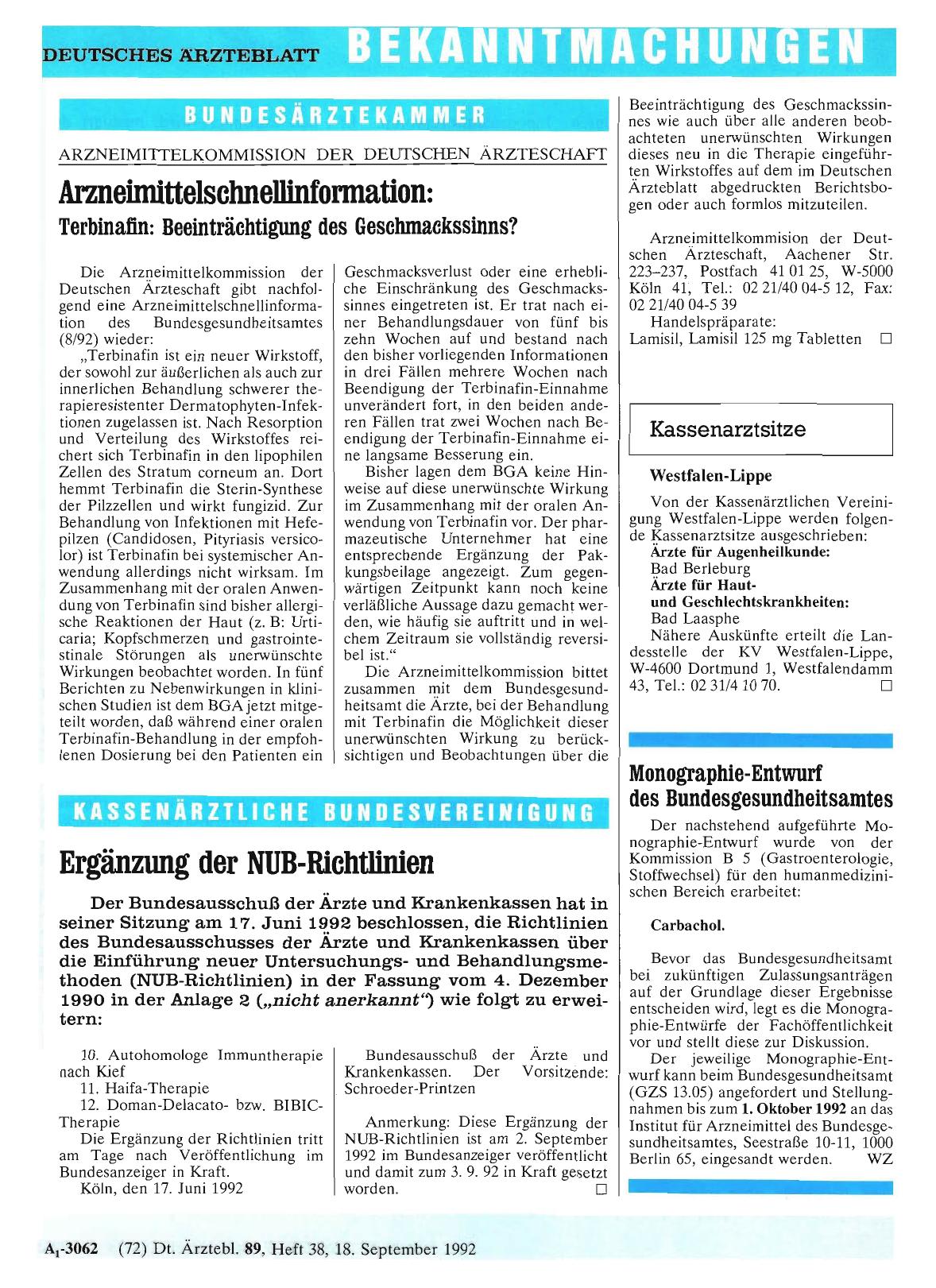 Vorschauseite 1: Monographie-Entwurf des Bundesgesundheitsamtes