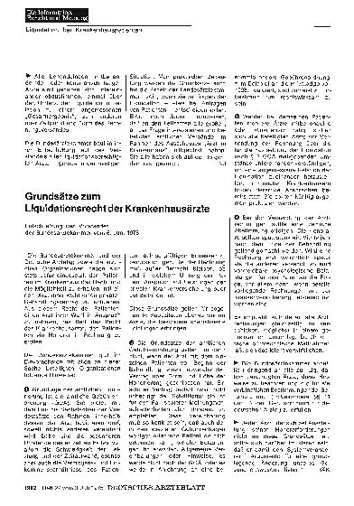 Vorschauseite 1: Grundsätze zum Liquidationsrecht der Krankenhausärzte