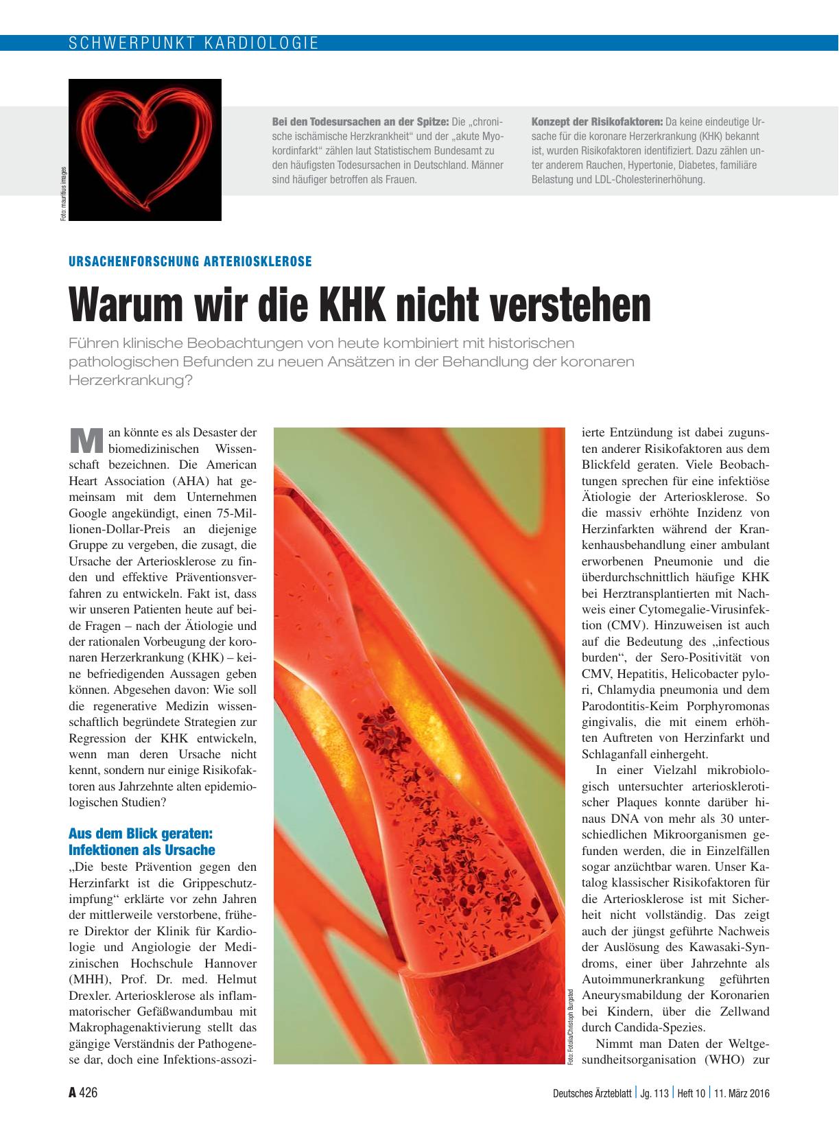 Vorschauseite 1: Ursachenforschung Arteriosklerose: Warum wir die KHK nicht verstehen
