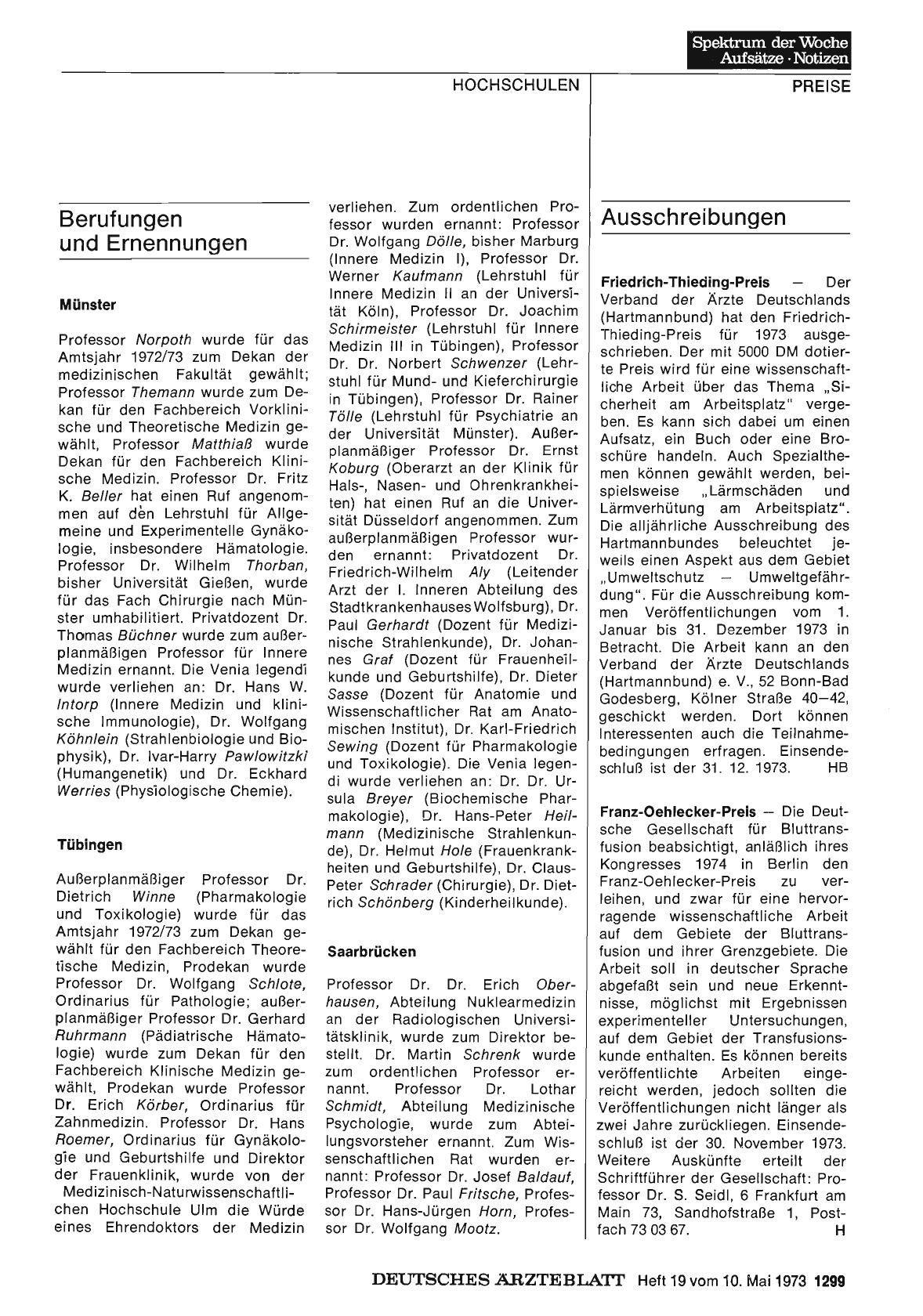 Vorschauseite 1: Berufungen und Ernennungen