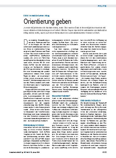 Vorschauseite 1: Ethik im medizinischen Alltag: Orientierung geben