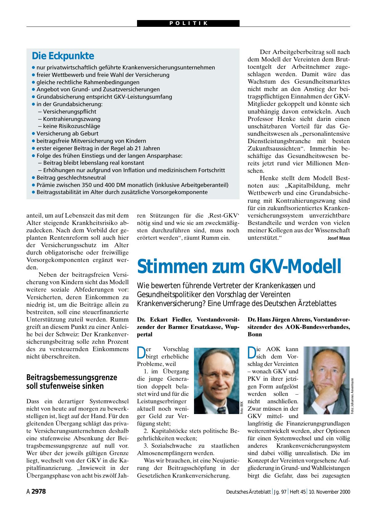 Vorschauseite 1: Stimmen zum GKV-Modell