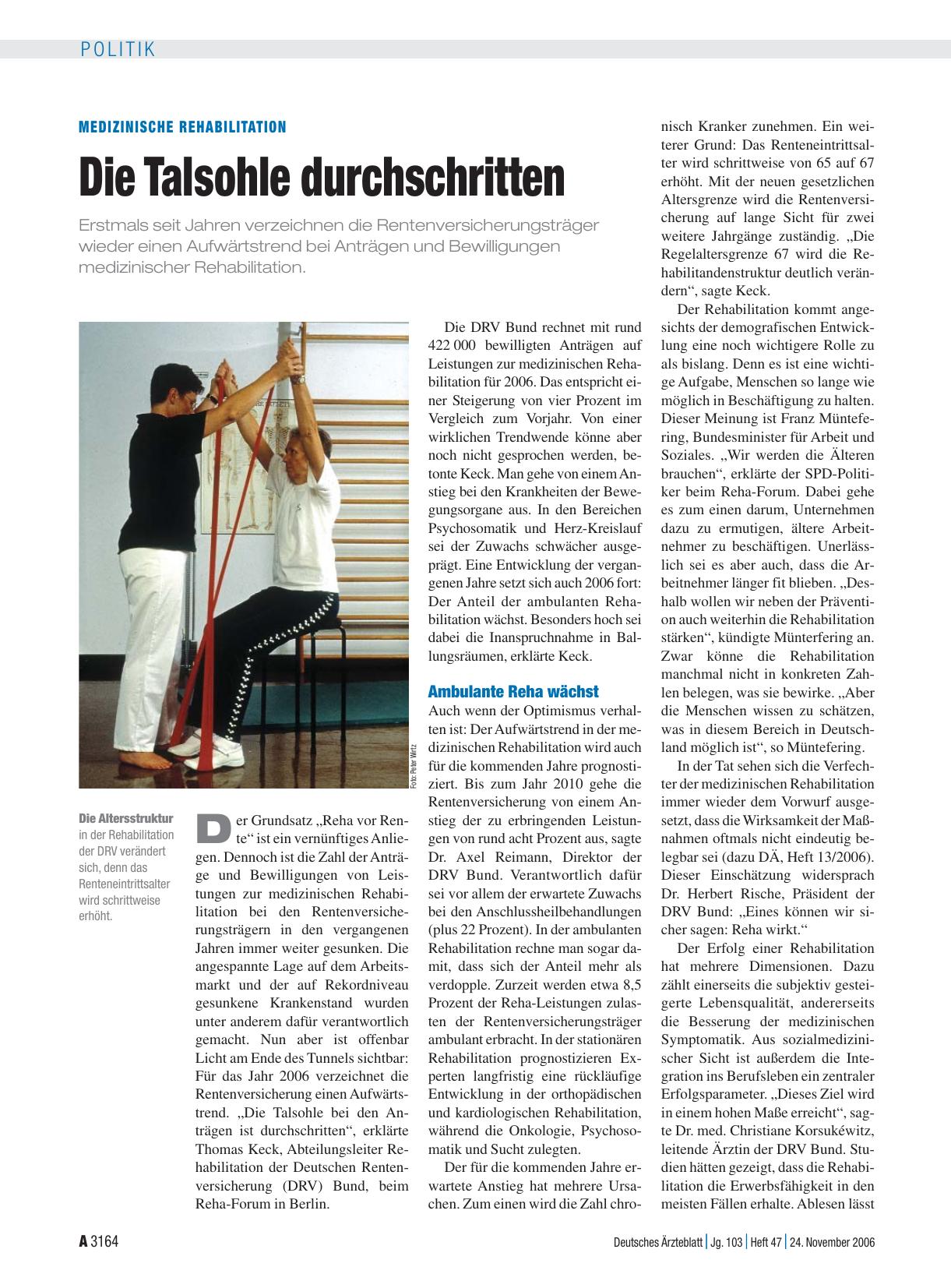 Vorschauseite 1: Medizinische Rehabilitation: Die Talsohle durchschritten