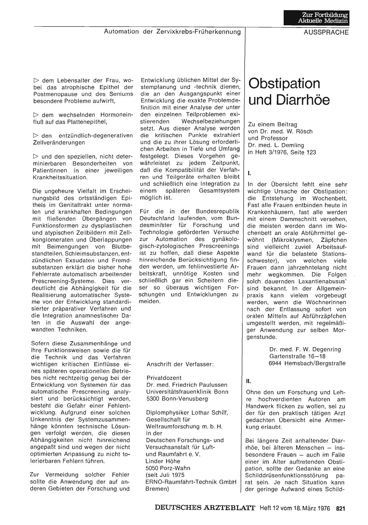 Vorschauseite 1: Obstipation und Diarrhöe: I.