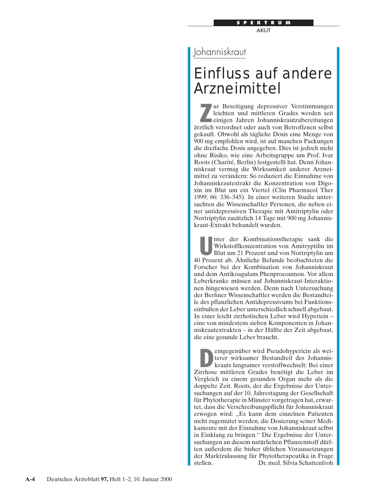 Vorschauseite 1: Johanniskraut: Einfluss auf andere Arzneimittel