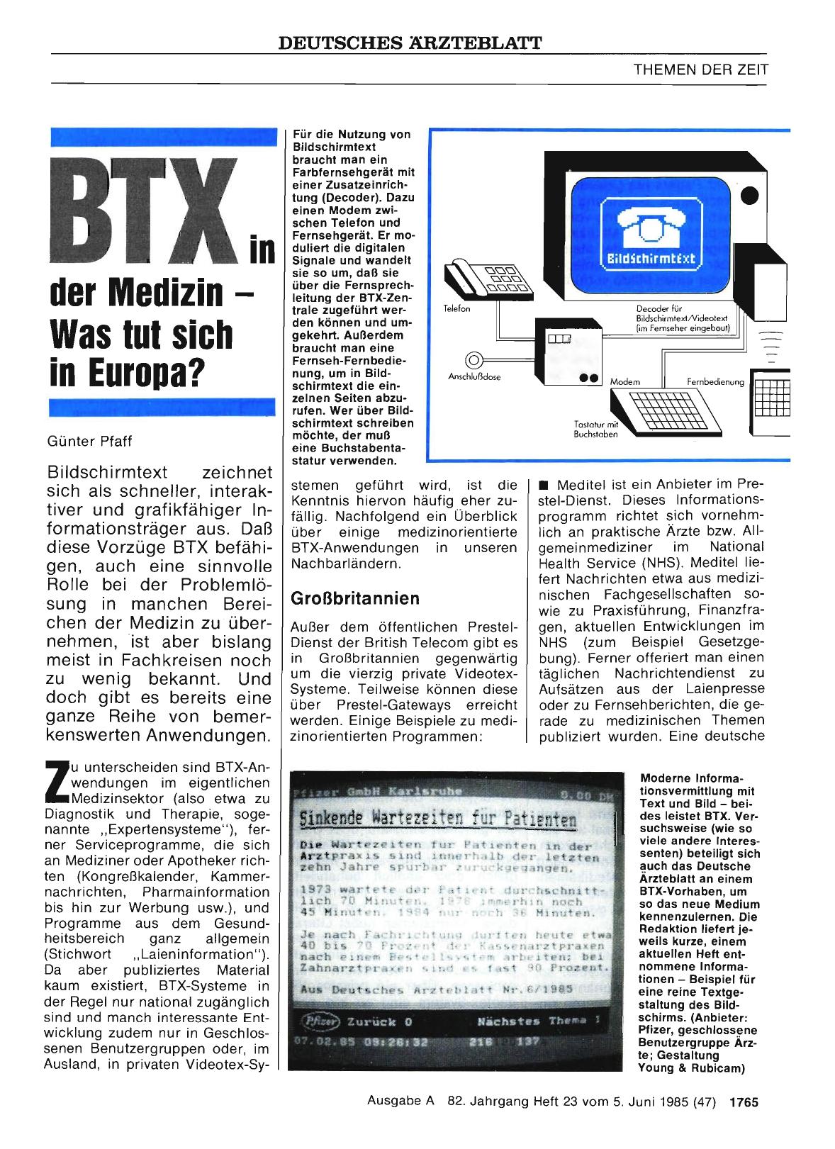 Vorschauseite 1: BTX in der Medizin — Was tut sich in Europa?