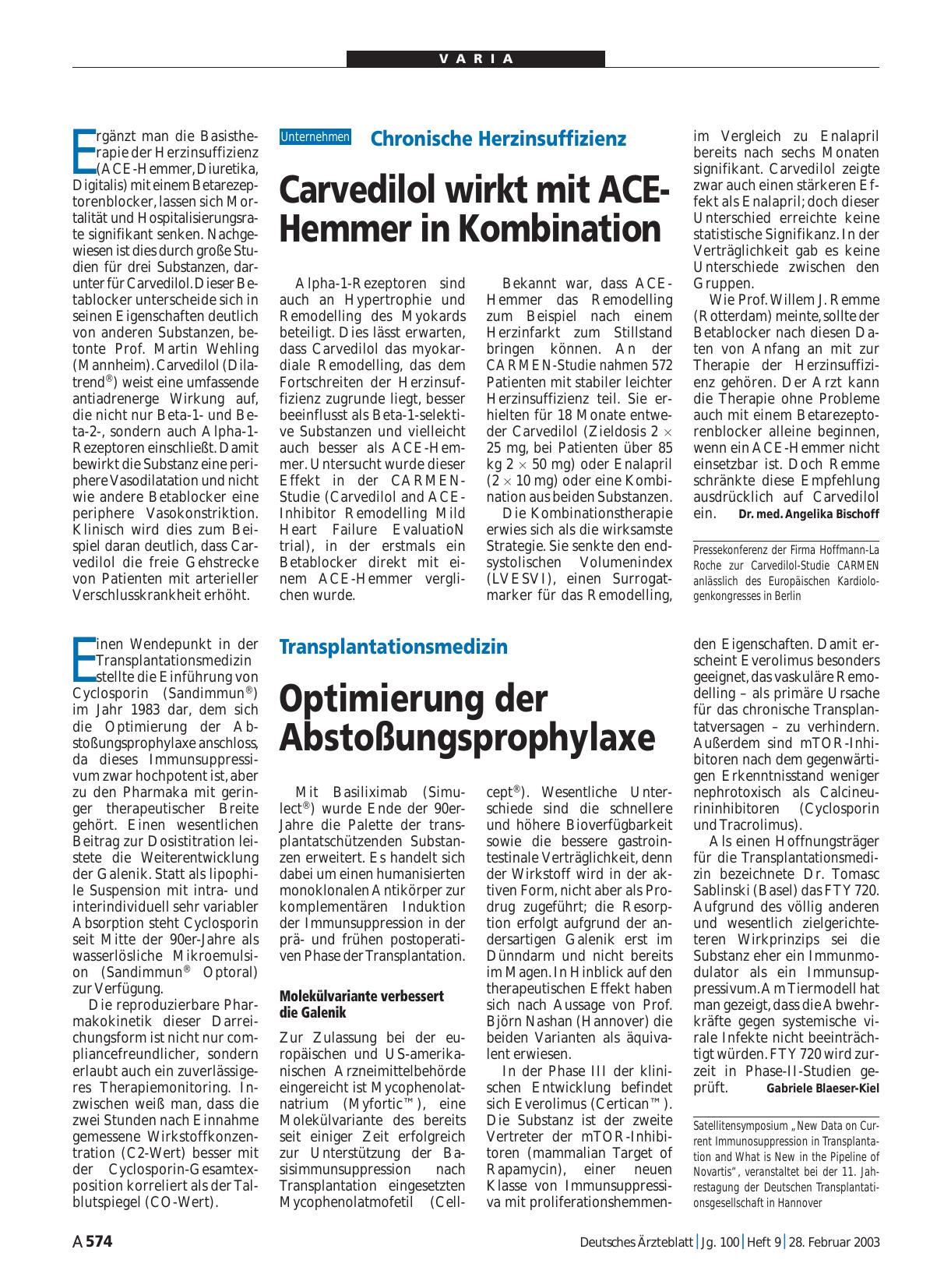 Vorschauseite 1: Transplantationsmedizin: Optimierung der Abstoßungsprophylaxe