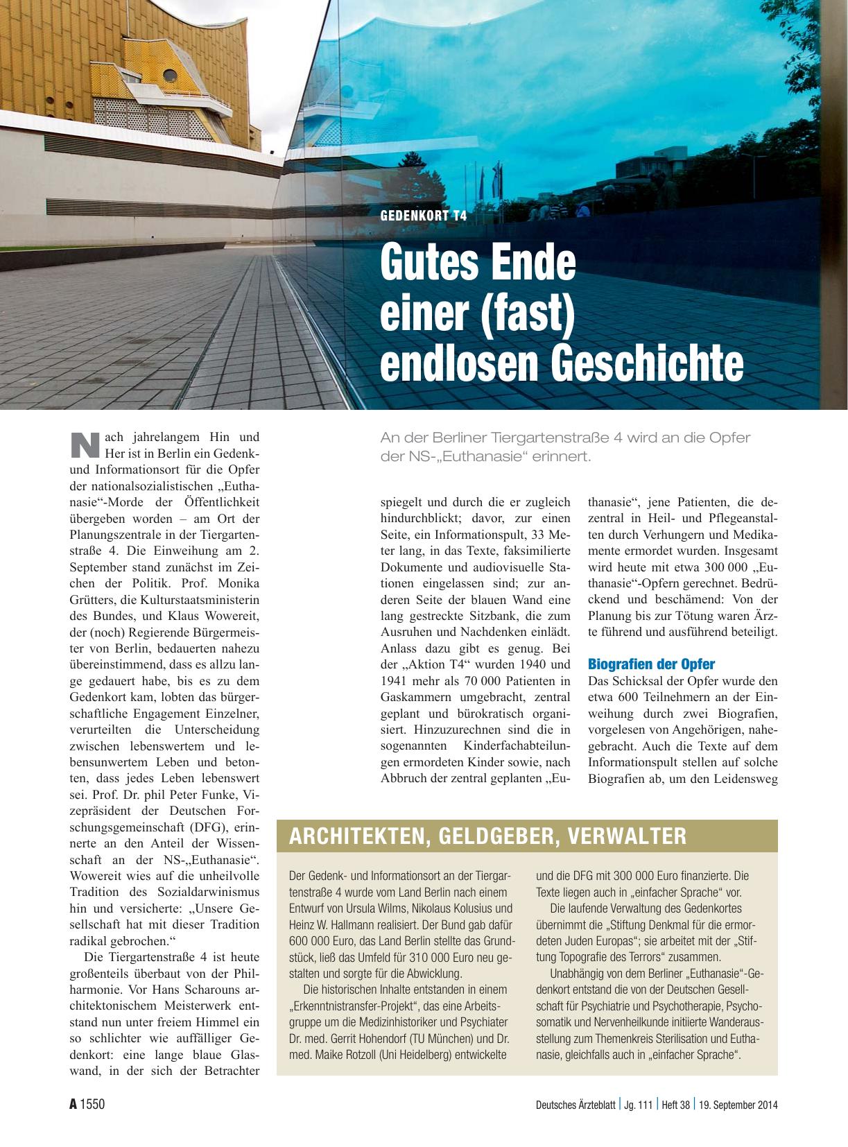 Vorschauseite 1: Gedenkort T4: Gutes Ende einer (fast) endlosen Geschichte