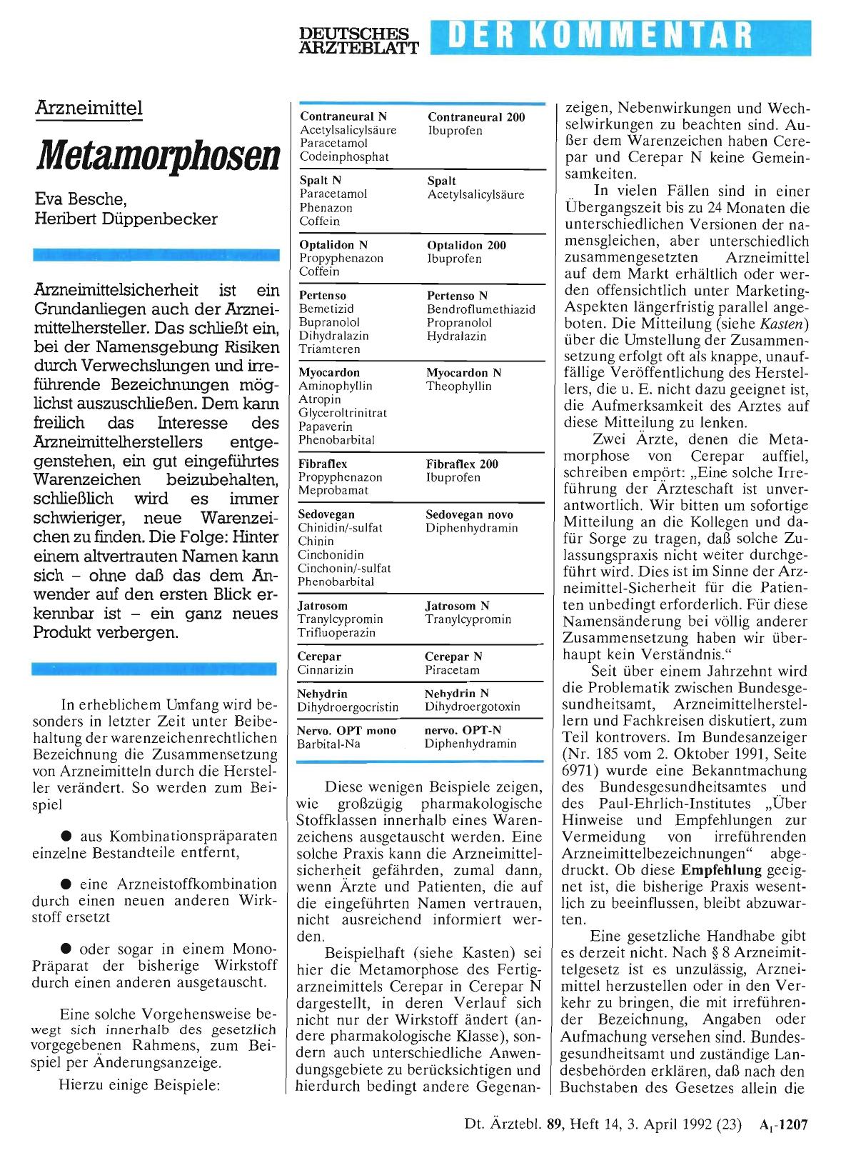 Vorschauseite 1: Arzneimittel: Metamorphosen