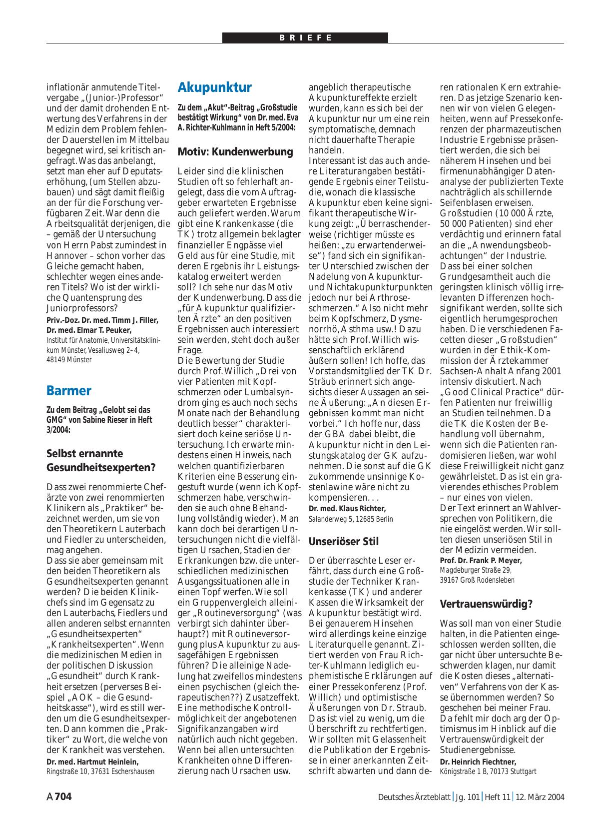 Vorschauseite 1: Akupunktur: Unseriöser Stil
