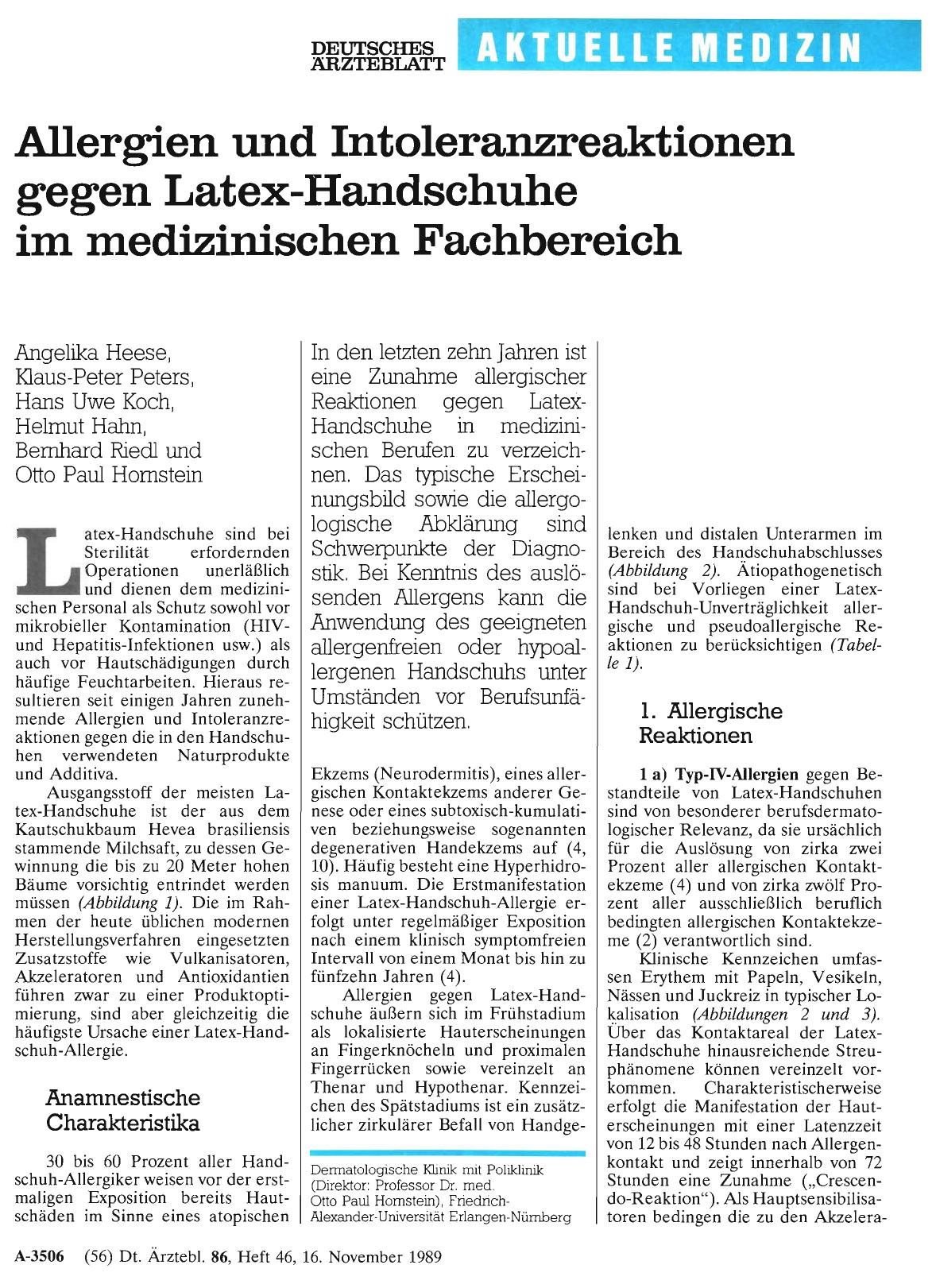 Vorschauseite 1: Allergien und Intoleranzreaktionen gegen Latex-Handschuhe im medizinischen Fachbereich